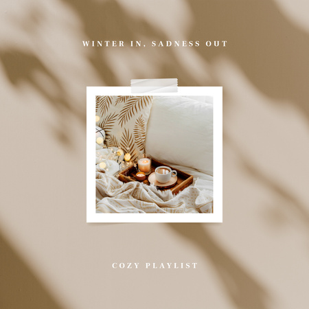 Breakfast in Cozy Bed Album Cover Design Template