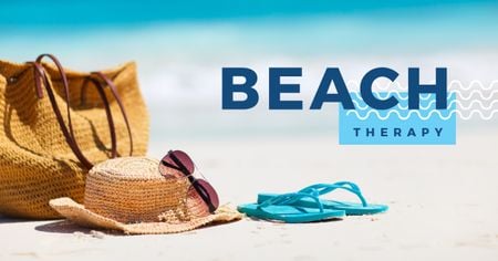 Beach therapy with accessories Facebook AD Tasarım Şablonu