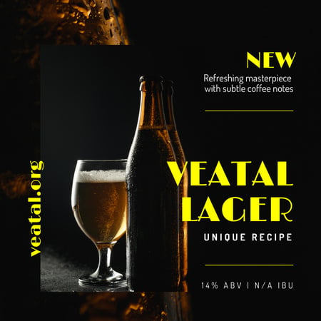 Beer Offer Lager in Glass and Bottle Instagram AD Design Template