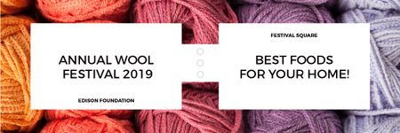 Modèle de visuel Knitting Festival Invitation with Yarn Skeins - Email header