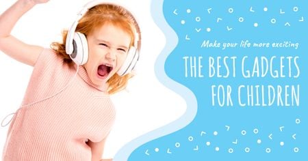 Emotional kid listening to music Facebook AD Design Template