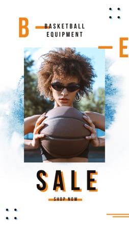 Woman holding basketball ball Instagram Story tervezősablon