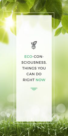 Eco Quote Light Bulb with Leaves Graphic Tasarım Şablonu