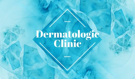 Platilla de diseño Dermatologic Clinic Ad with Paint Blots in Blue Business card