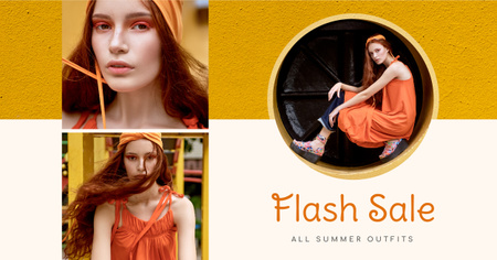 Fashion Sale stylish Woman in Orange Facebook AD Design Template