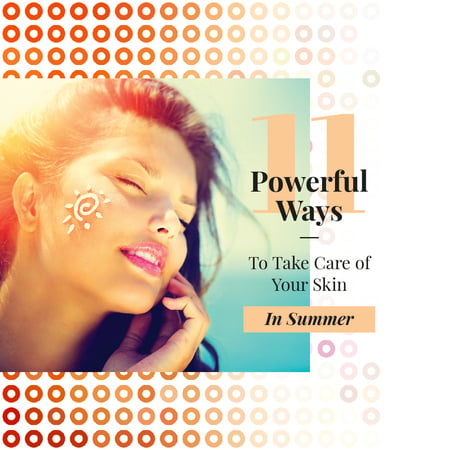 Designvorlage Woman with sunscreen on face für Instagram