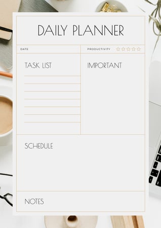 Daily Planner with Workplace Schedule Planner Tasarım Şablonu