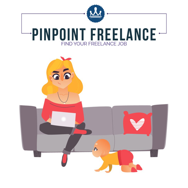 Freelancers working at home Animated Post Modelo de Design