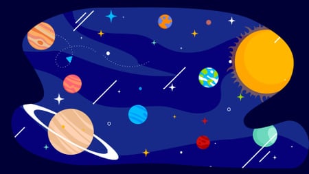 Solar system Planets in space Zoom Background Tasarım Şablonu