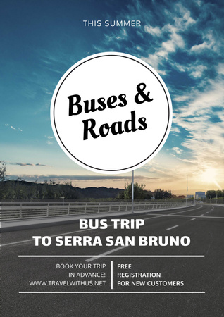 Plantilla de diseño de Bus trip with scenic road view Poster 
