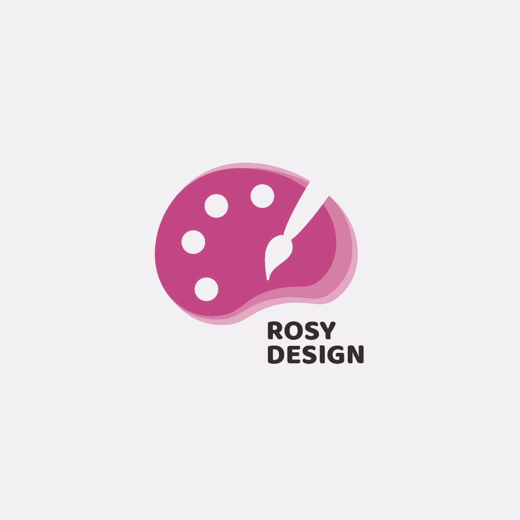 Design Studio Ad with Paint Brush and Palette in Pink Logo Πρότυπο σχεδίασης