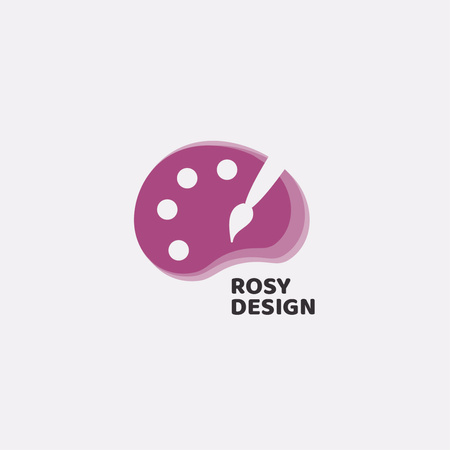 Design Studio Ad with Paint Brush and Palette in Pink Logo tervezősablon