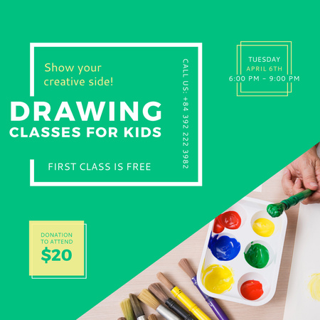 Advertisement for Drawing lessons for Kids Instagram Šablona návrhu
