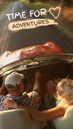 Modèle de visuel Travel Inspiration Couple in Convertible Car on Road - TikTok Video