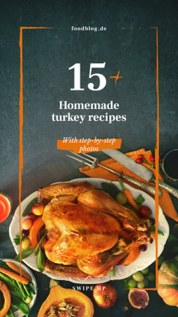 Roasted whole Thanksgiving turkey Instagram Story – шаблон для дизайна