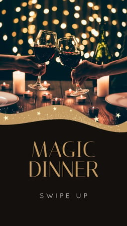 Restaurant Dinner People Toasting with Wine Instagram Story Design Template