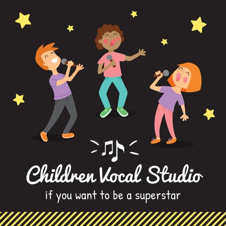 Ontwerpsjabloon van Instagram AD van Kinderen met microfoons zingen