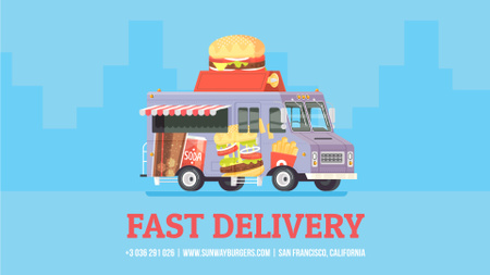 Food Delivery Van with Burger Full HD video tervezősablon