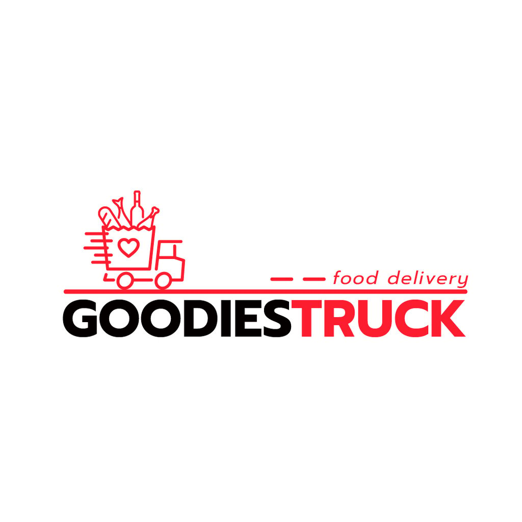 Food Delivery Truck with Groceries Logo Πρότυπο σχεδίασης