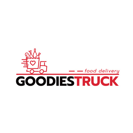 Food Delivery Truck with Groceries Logoデザインテンプレート