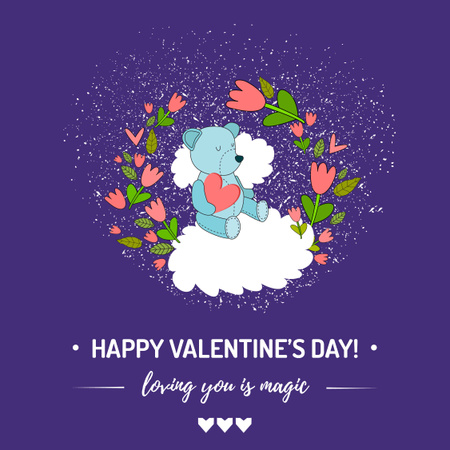 Modèle de visuel Valentine's day Greeting with Cute Bear - Instagram