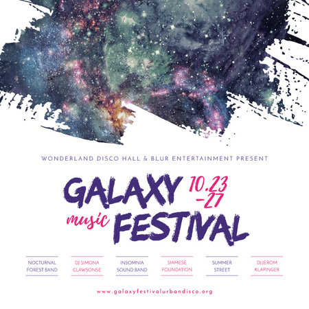 Galaxy Music festival with dark sky Instagram AD – шаблон для дизайну