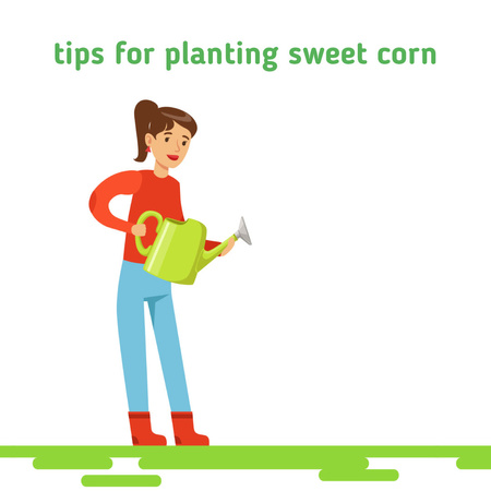 Szablon projektu Girl watering corn plants Animated Post