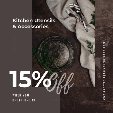 Utensils Sale Kitchen Rustic Tableware Instagram AD Modelo de Design