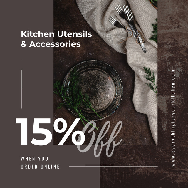 Utensils Sale Kitchen Rustic Tableware Instagram ADデザインテンプレート