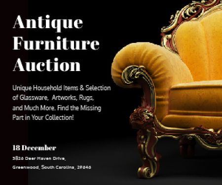 Antique Furniture Auction Medium Rectangle Design Template