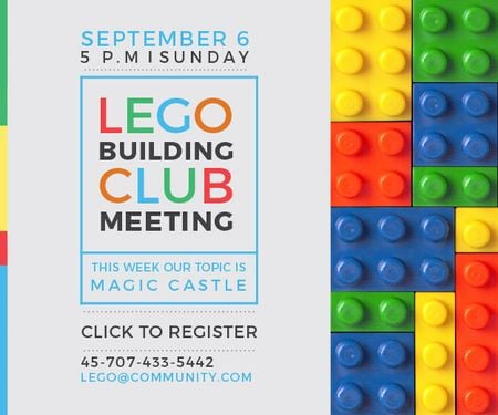 Ontwerpsjabloon van Medium Rectangle van Lego Building Club Meeting