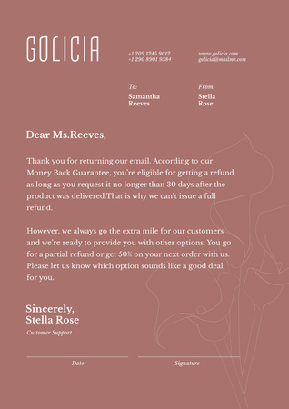 Szablon projektu Customers Service official response Letterhead