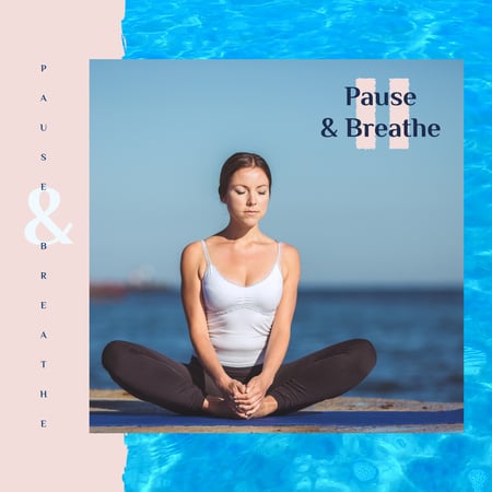 Woman Practicing Yoga at the Coast Animated Post Design Template