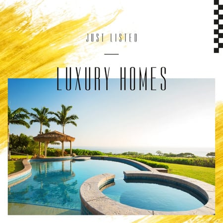 Modern House with swimming pool Instagram AD Design Template