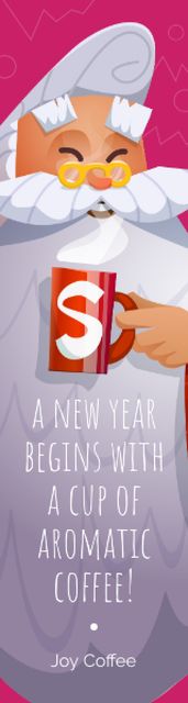 Coffee House Promotion with Cute Cartoon Santa Skyscraper – шаблон для дизайна