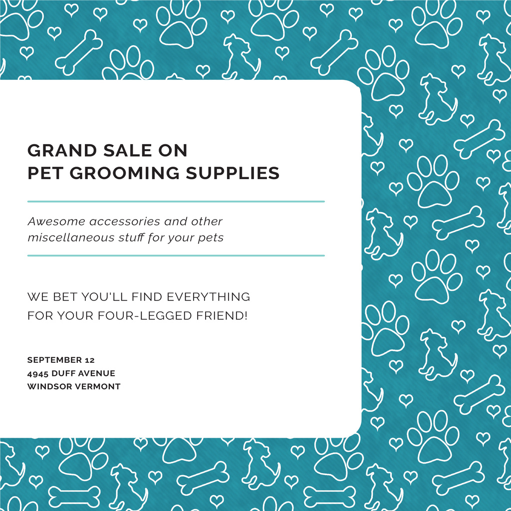 Plantilla de diseño de Grand Sale of Pet Grooming Supplies Instagram 