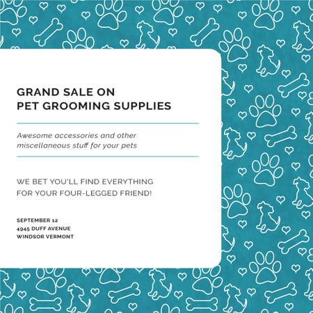 Grand Sale of Pet Grooming Supplies Instagram Design Template