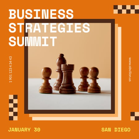 Business Strategy Conference Chess Figures Instagram AD Design Template