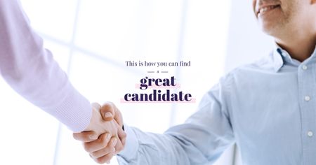 Hiring Candidate Businessmen Shaking Hands Facebook AD Design Template