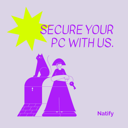 Modèle de visuel Promotion du logiciel de sécurité avec Woman and Lock - Instagram
