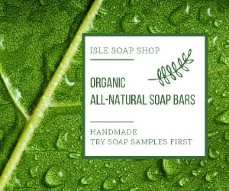 Organic Cosmetics Advertisement Drops on Green Leaf Medium Rectangleデザインテンプレート