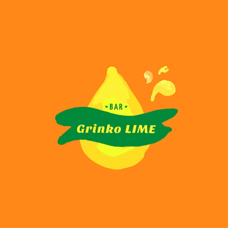 Anúncio de barra com ícone de fruta limão Logo Modelo de Design
