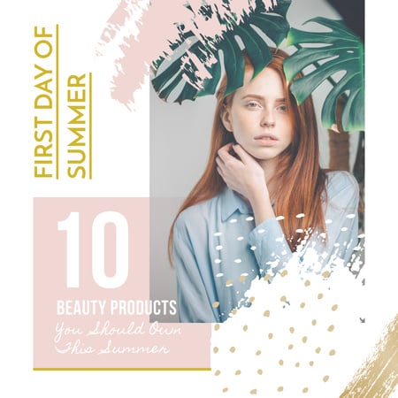 Beauty Products guide on First Day of Summer Instagram AD – шаблон для дизайну