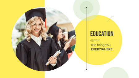 Smiling Girl in graduation hat Presentation Wide – шаблон для дизайну