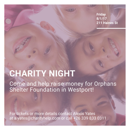 Happy kids in circle on Charity Night Instagram AD – шаблон для дизайну