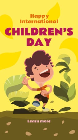 Boy playing outdoors on Children's Day Instagram Story Design Template