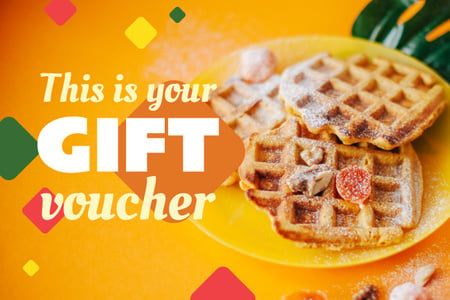 Appetizing Sweet Waffles in Yellow Gift Certificateデザインテンプレート