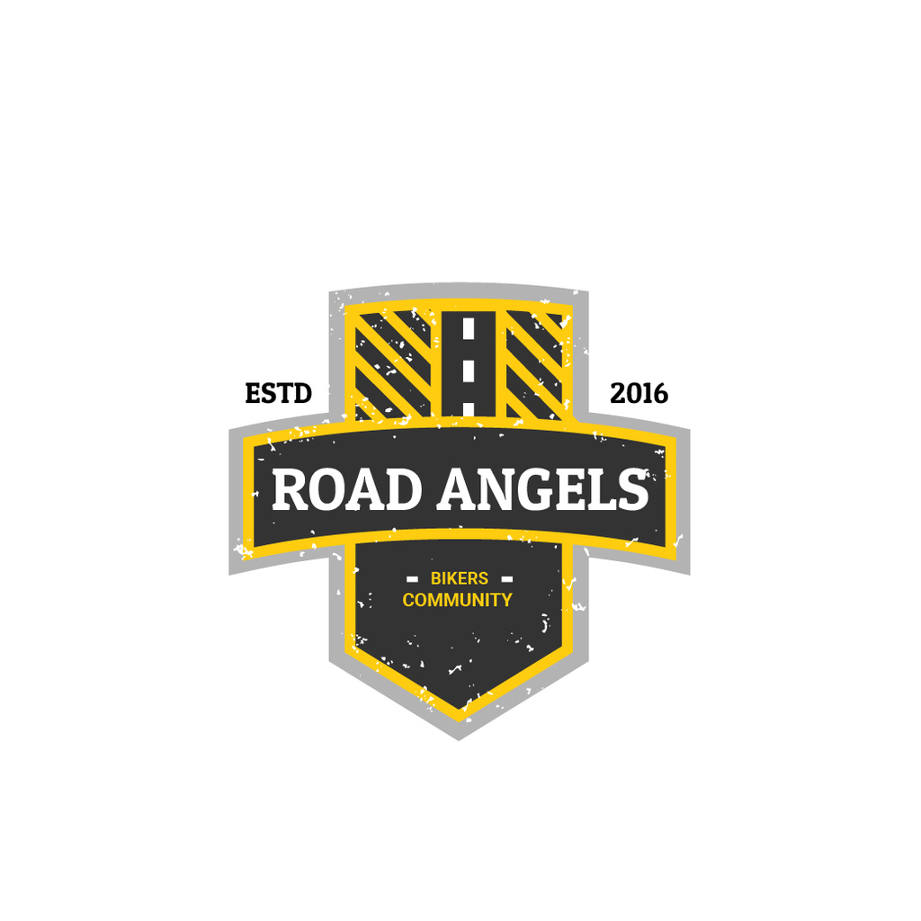 Bikers Community with Road Symbol Logoデザインテンプレート