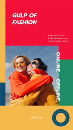 Plantilla de diseño de Fashion Collection ad with Happy Women hugging Instagram Story 