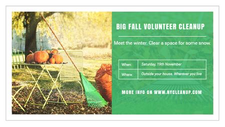Volunteer Cleanup Announcement Autumn Garden with Pumpkins Title Modelo de Design
